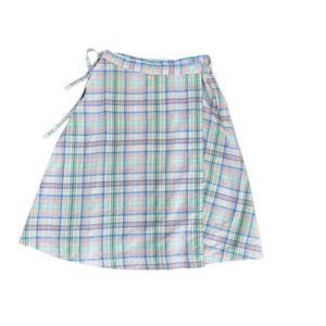Vintage Plaid Wrap Midi Skirt with Pockets | No Size Label